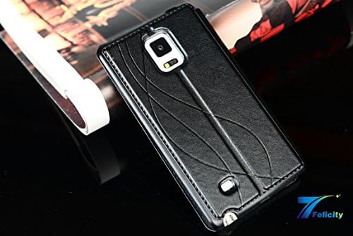 Samsung Galaxy Note Edge Case,7Felicity® Stand Function Leather Flip Window View case for Galaxy Note Edge [Book Fold] - Luxury Style,Great Grip - Leather Galaxy Note Edge Cover with Foldable Stand [Flip Cover] - Pure Color Elegant Case in retail packaging(7F007) (Black)