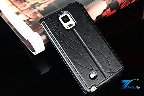 Samsung Galaxy Note Edge Case,7Felicity® Stand Function Leather Flip Window View case for Galaxy Note Edge [Book Fold] - Luxury Style,Great Grip - Leather Galaxy Note Edge Cover with Foldable Stand [Flip Cover] - Pure Color Elegant Case in retail packaging(7F007) (Black)