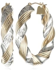 Bonded Sterling Silver and 14k Two-Tone Gold Twist Hoop Earrings