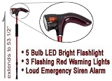 Multi Function Cane and Walking Stick with LED Flashlight, Flashing red alert lights, Emergency Siren; Lightweight Collapsible Aluminum, Weighs about 1 pound