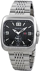 Gucci G Coupe Quartz Black Dial Stainless Steel Mens Watch YA131305