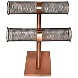 10 inch Bronze Double Tier Metal Wire Cylinder Tabletop Jewelry Hanger Earring Necklace Bracelet Holder Organizer Display Stand Rack