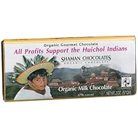 Shaman Chocolates Organic Milk (37% Cacao) Chocolate Bar, 2-Ounce Bars (Pack of 6)