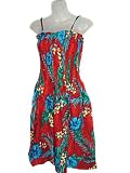 HAWAIIAN FLORAL RED SHORT SUN DRESS- ONE SIZE (S-XL) Tc085