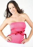 Sexy Strapless Polka Dot Top with Bow Tie from Hot Fash Tops - ITSY BITSY Fuchsia