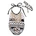 Baby Girls Halter Backless Tassels Ruffle Bodysuit with Headband
