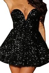 Strapless Sweetheart Spring Summer Winter Polyester/Spandex Sequined Cocktail Skater Dress 