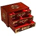 Handmade Lacquered Rosewood & Brass Jewelry Box With Mirror - Chinese 