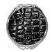 Black Crocodile Print Round Stainless Steel Round Compact Mirror
