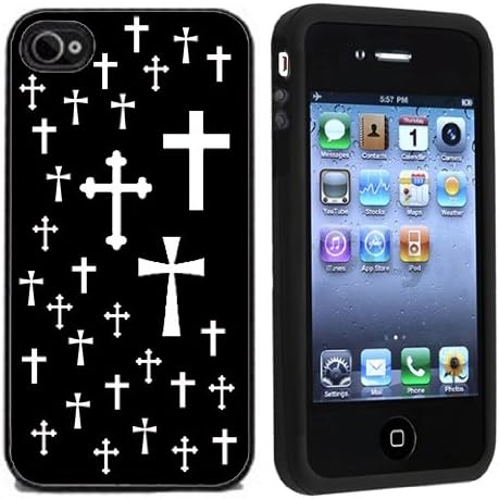 IP4 Religious Crosses Black And White For Apple iPhone 4 or 4s Case / Cover All Carriers