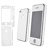 Carbon Fiber Skin Sticker Cover Protector For iPhone 4 (AT&T Only) WHITE