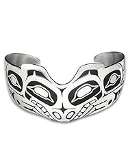 Sterling Silver Wolf Northwest Coast Native American Bracelet. Made in USA.