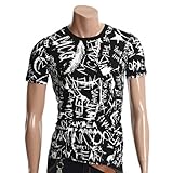 DOUBLJU Mens Casual Printed Short Sleeve T-shirt (090D)