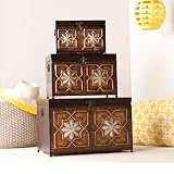 3 PC Designer Accent Trunk Box Table Set