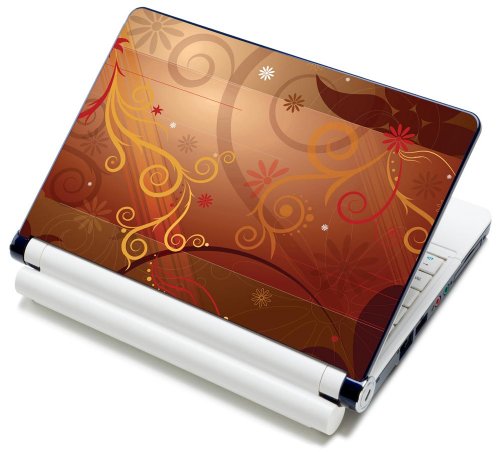 Meffort Inc® 15 15.6 Inch Laptop Notebook Skin Sticker Cover Art Decal - Fits 13.3" 14" 15" 16" HP Dell Lenovo Asus Compaq Asus Acer Computers (Free Wrist Pad) (Golden Flower Swirl)