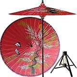 7 ft. Tall Asian Splendor Umbrella (Dragon Red)- NO_STAND