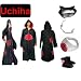 Sunkee Naruto Itachi Uchiha cosplay costume set (Akatsuki Cloak (Hood)+ Anti Leaf Itachi headband +I
