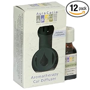 Aura Cacia Commuter Pack Car Diffuser, Peppermint, 2-Piece Kit with Fan and 0.5-Ounce Spray Bottle (Pack of 12)