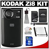 Kodak Zi8 Pocket Video Camera (Black) + Spare Battery + 8GB Cameta Accessory Kit