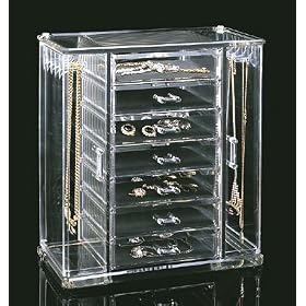 Acrylic Jewelry Chest – Deluxe Acrylic Jewelry Box (Clear) (11 7/8″H x 10 3/4″W x 5 7/8″D)