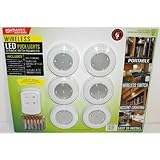 Lightmates LED Wireless Puck Lights with Remote & Batteries - 6 Pack
