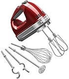 KitchenAid KHM926CA 9-Speed Digital Hand Mixer with Turbo Beater II Accessories and Pro Whisk - Candy Apple Red