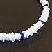 Hawaiian White and Blue Square Cut Puka Shell Necklace with Lobster Lock