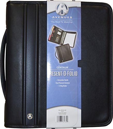 Avenues Professional Binder Padfolio with Zippered Closure, Retractable Handle, Writing Pad, Interior Tablet Sleeve &amp; Calculator Black