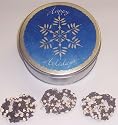 Scott's Cakes 1 lb. Dark Chocolate Covered Pretzel with Chocolate Chips & White Chocolate Chips in a Snowflake Tin