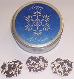 Scott's Cakes 1 lb. Dark Chocolate Covered Pretzel with Chocolate Chips & White Chocolate Chips in a Snowflake Tin