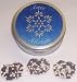 Scott's Cakes 1 lb. Dark Chocolate Covered Pretzel with Chocolate Chips & White Chocolate Chips in a Snowflake Tin