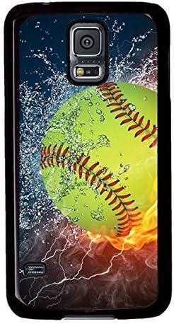 Popular Softball Fire and Ice DIY Hard Shell Black Samsung Galaxy S5 I9600 Case Perfect By Custom Service