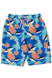 Contrast Drawstring Shark Print Swim Shorts