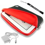 Barnes & Noble Nook E-Reader Kroo Protective Durable Glove Sleeve Cover Case with extra pocket + Includes a 4-Inch eBigvalue Determination Hand Strap + Easy Travel Home Wall Charger
