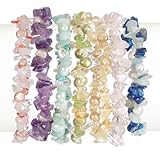 7 Piece Gemstone and Crystal Bracelet Set, Warm and Cool, 7.5