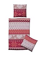 Biberna Juego De Funda Nórdica Flanell (Rojo)