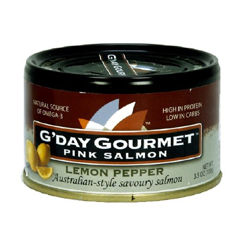 G'Day Gourmet Pink Salmon, Lemon Pepper, 3.5-Ounce Cans (Pack of 12) by G'Day Gourmet