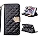 Towallmark(TM)Bling Diamond Card Leather Wallet Flip Case For iPhone 6 Plus (Black)
