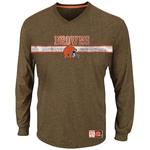 NFL Cleveland Browns Men's Victory Pride V Long Sleeve V-Neck Tee, Classic Brown/Dark Orange, Medium