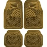 4pc Set of Heavy Duty Semi Custom Trim-able Universal Beige TAN Rubber Floor Mats for... 