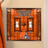 Cleveland Browns Art Glass Lightswitch Cover (Double)