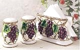 Grapes kitchen Napkin holder and matching Salt & Pepper shakers grape & vine themed home decor