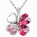 Kleeblatt Kette mit Swarovski Kristallen Rose / Rosa