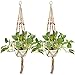 WAAO 2 Pack Plant Hanger Macrame 4 Legs 35.5 Inches for Indoor Outdoor Balcony Ceiling Patio Deck Round and Square Pots
