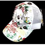 New 2009 Ed Hardy By Christian Audigier "Skull and Roses" Rhinestone Tattoo Trucker Hat Cap