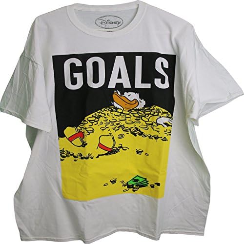 Duck Tales Scrooge McDuck "GOALS" Swimming in Coins Adult Men's T-Shirt XX-Large