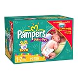 Pampers Baby Dry Diapers, Size 1-2 (Up to 15 Lbs), Value Pack, 192 Diapers