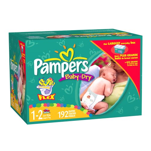 Pampers Baby Dry Diapers, Size 1-2 (Up to 15 Lbs), Value Pack, 192 Diapers