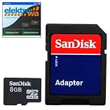 Produkt-Bild: SanDisk 8GB micro Secure Digital High Capacity (microSD HC) Card (8 GB micro SD HC Karte) inkl SD Adapter
