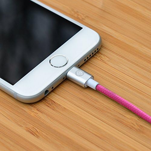 Synapse Cable- 1M (3.3 feet) Apple MFi Certified Lightning to USB Braided Cable with Aluminum Housing Tips for iPhone 6 (Pink)